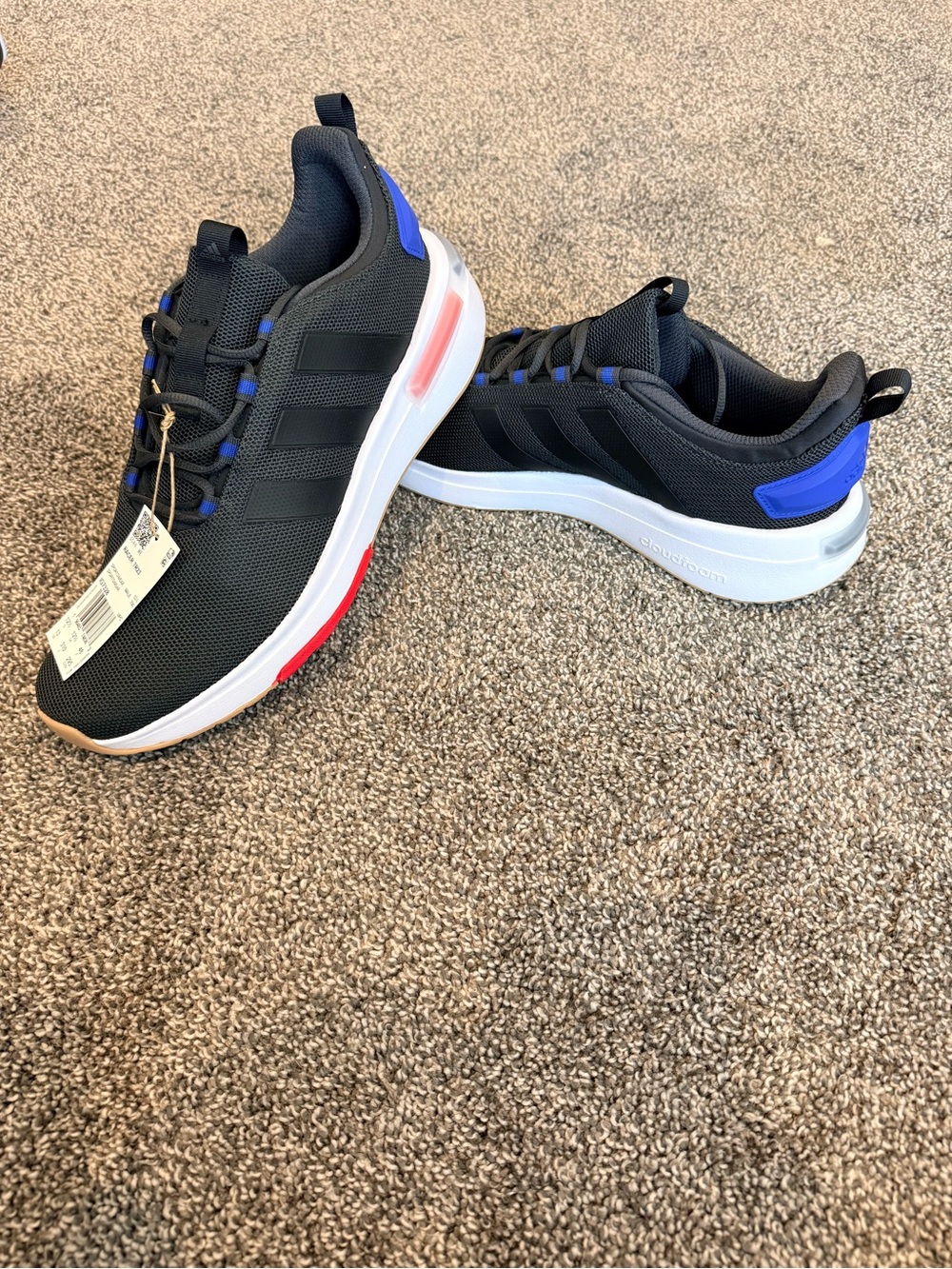 NEW - Size 13M - Adidas Racer TR23 Cloud Foam Carbon/Black/Royal Blue - IG7328